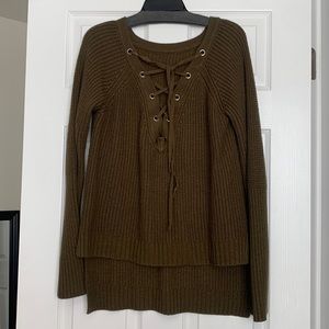 Women’s knitted laced front sweater